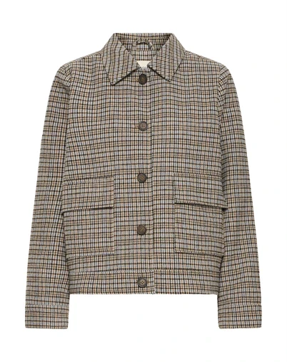 Fransa - FRAntonette 1 Jakke - Tobacco Brown/Ice Water Check 